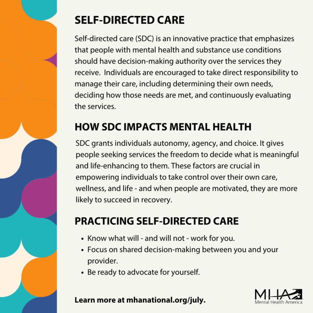 Self-directed care poster graphic with examples