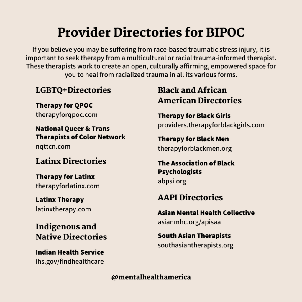 Provider directory for BIPOC