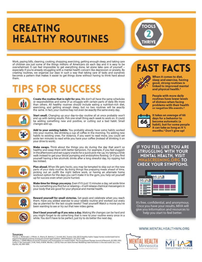 Creating healthy routines