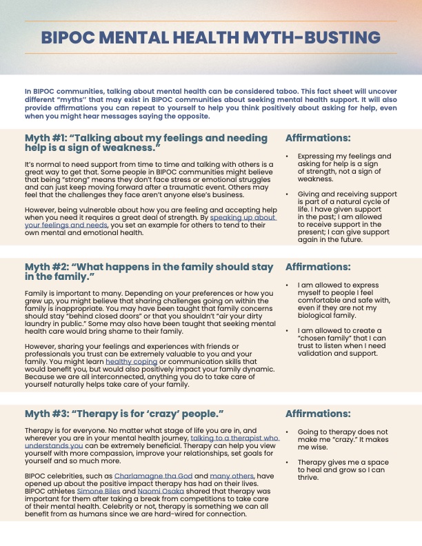 BIPOC Mental Health Myth-Busting PDF link