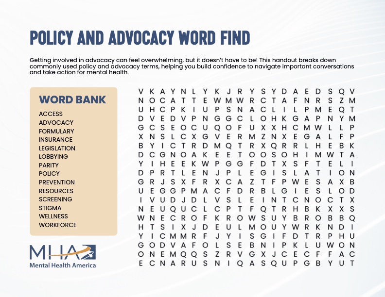 Mental Health Policy Word-Find