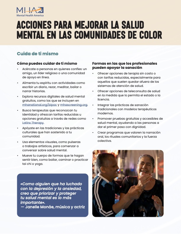 Acciones para mejorar la salud mental en las comunidades de color